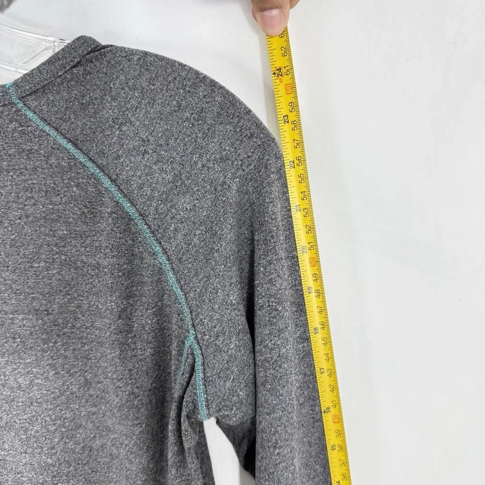 RBX Long Sleeve Shirt Performance Active Top Size M Gray Teal Trim
